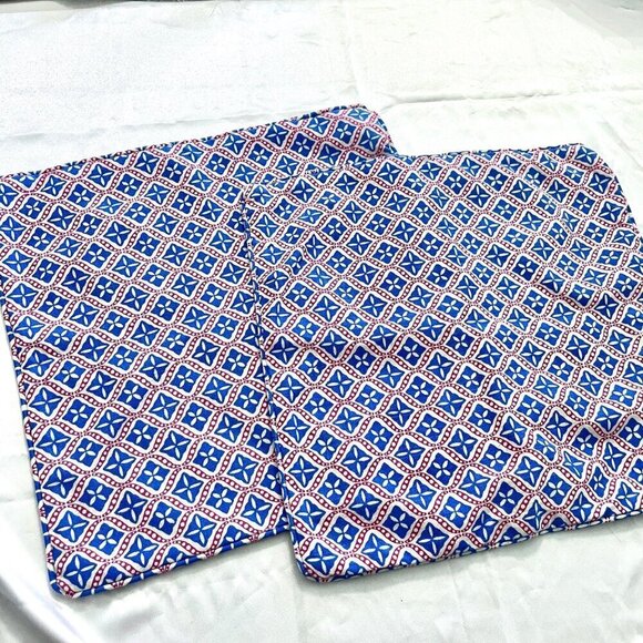 Red White and Blue Geometric Pillow Case 20" x 20" Set of Two - Picture 1 of 7